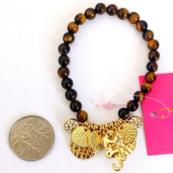 Lilly Pulitzer Tigers Eye Beaded Stretch Charm Bracelet - Picture 3 of 14